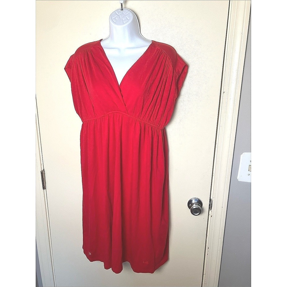 Cutter & Buck Red Sox Modal Blend Red V-Neck Empire Waist‎ Women's Dress Size XL